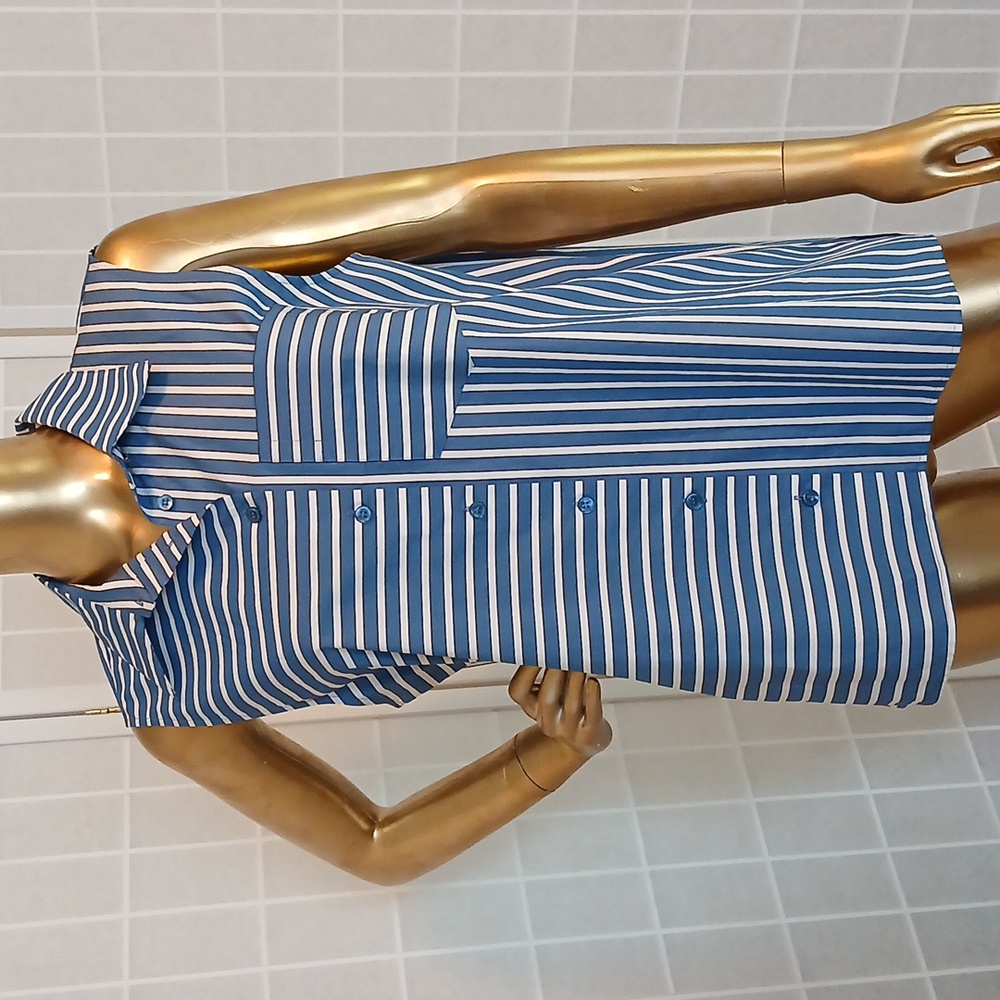 Lafayette 148 New York Cotton Striped Sleeveless Shirt